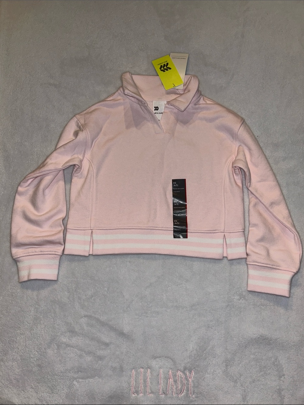 all in motion Light Pink Cropped Pullover Polo Sweatshirt for Kids